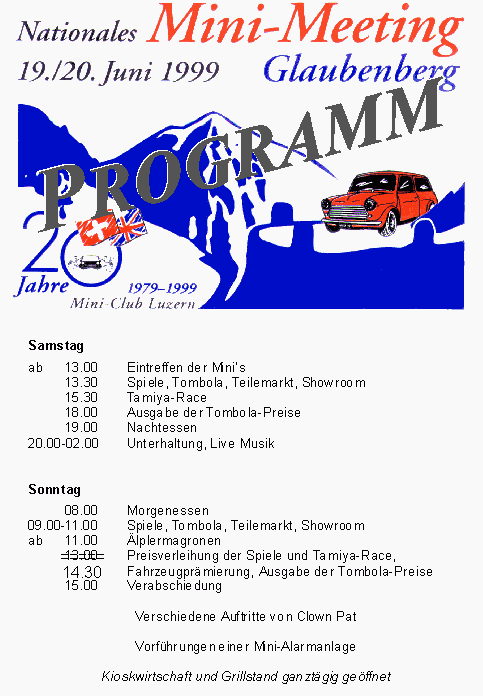 Programm NMM99, Nationales Mini Meeting 1999